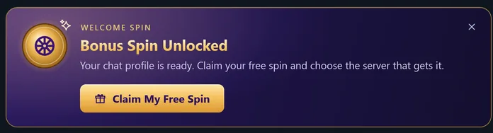 Bonus Spin Unlocked: your chat profile is ready, with Claim My Free Spin