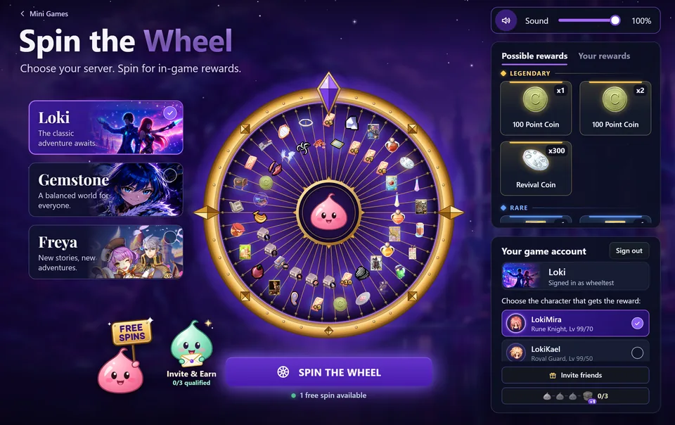 Spin the Wheel on Loki: the servers, the wheel, the possible rewards and the character that gets the reward